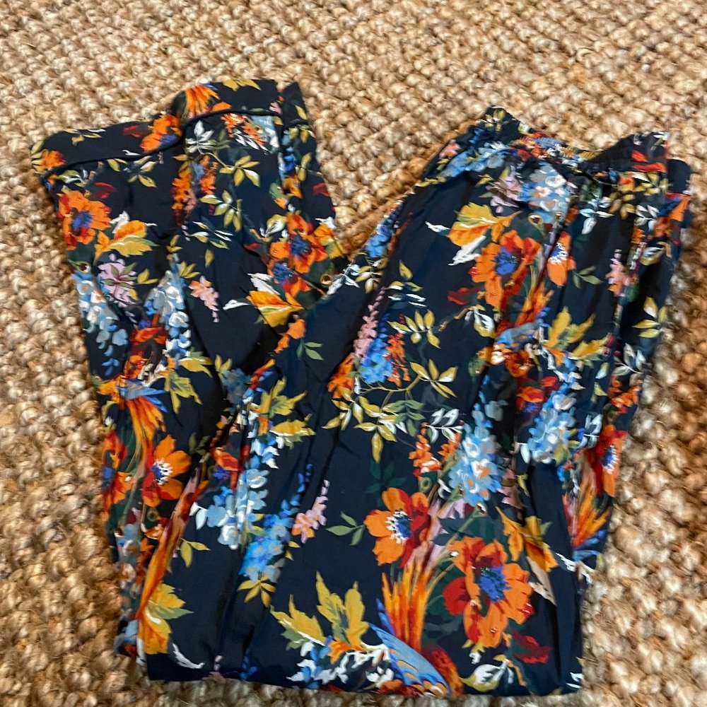 Liberty London Cotton Pajama Set - Medium Dark Blue Floral Print